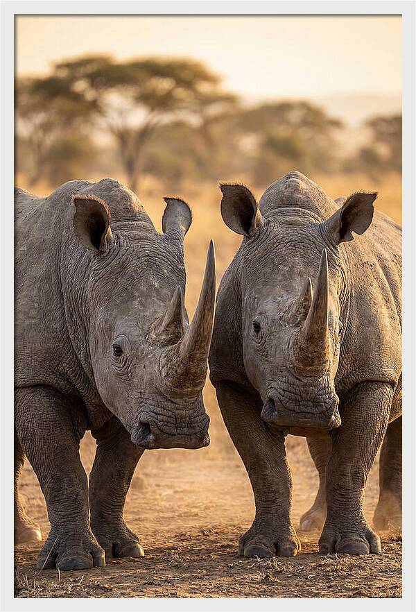 African Rhinos In Harmony