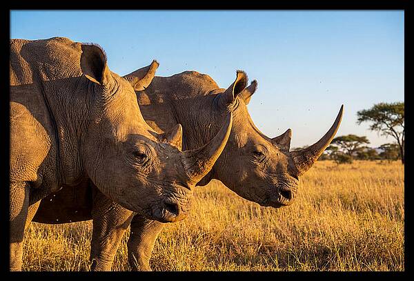 African Rhinos On The Plains