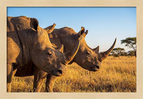 African Rhinos On The Plains