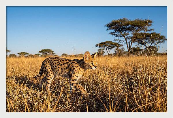 African Serval In Golden Grasslands