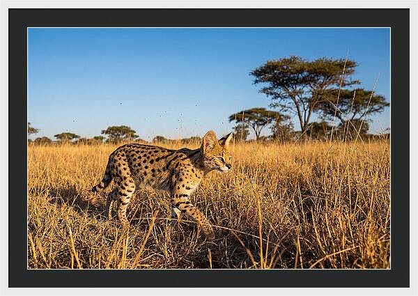 African Serval In Golden Grasslands