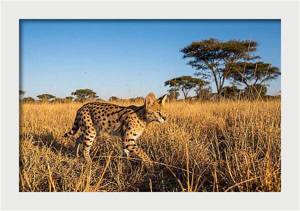 African Serval In Golden Grasslands