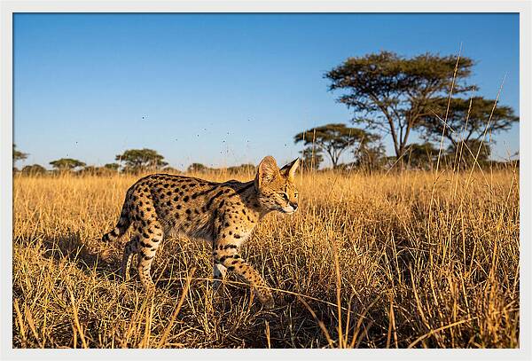 African Serval In Golden Grasslands