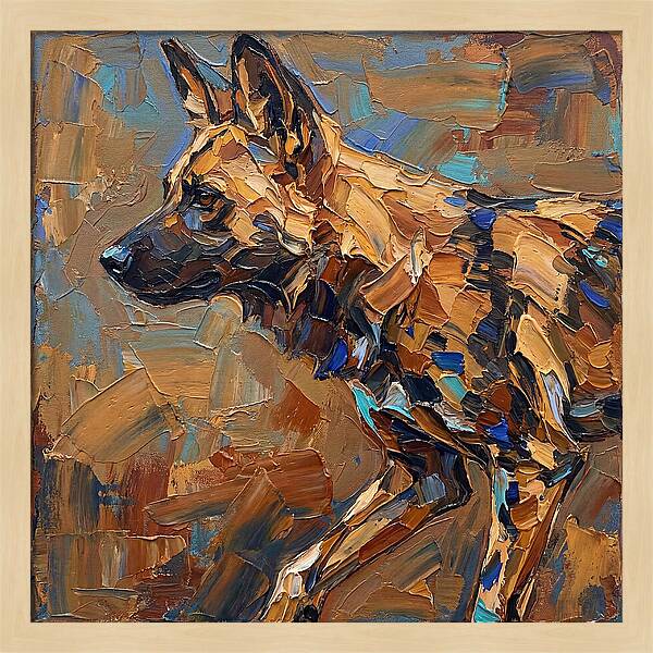 African Wild Dog In Palette Knife Style