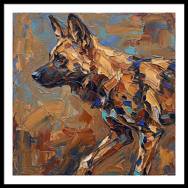 African Wild Dog In Palette Knife Style
