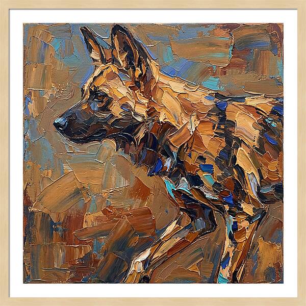 African Wild Dog In Palette Knife Style