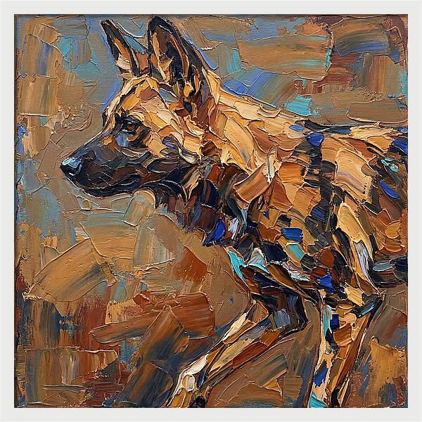 African Wild Dog In Palette Knife Style
