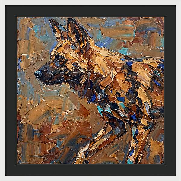 African Wild Dog In Palette Knife Style