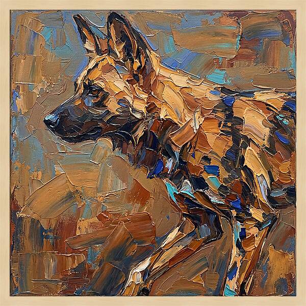 African Wild Dog In Palette Knife Style