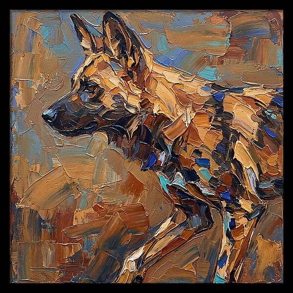 African Wild Dog In Palette Knife Style