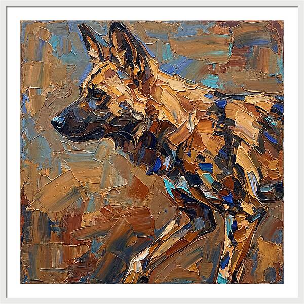 African Wild Dog In Palette Knife Style
