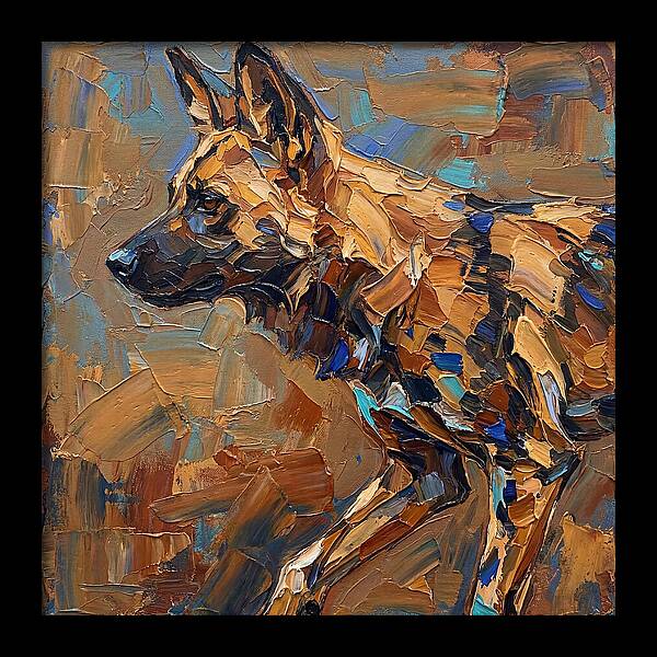 African Wild Dog In Palette Knife Style