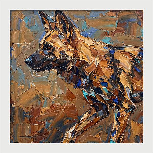 African Wild Dog In Palette Knife Style
