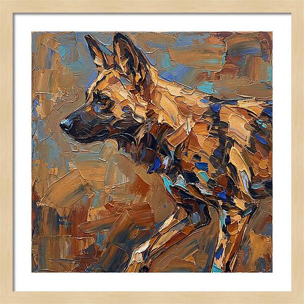 African Wild Dog In Palette Knife Style