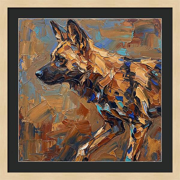 African Wild Dog In Palette Knife Style