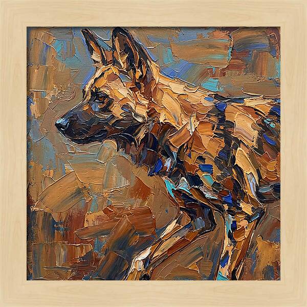 African Wild Dog In Palette Knife Style