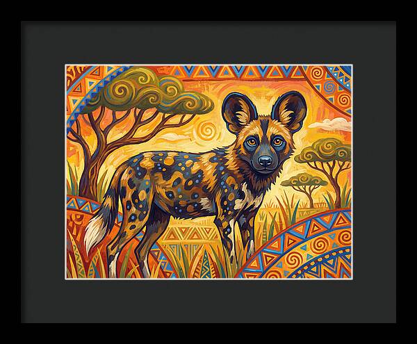 African Wild Dog In Vibrant Landscape