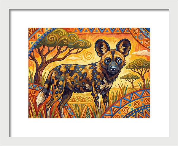 African Wild Dog In Vibrant Landscape