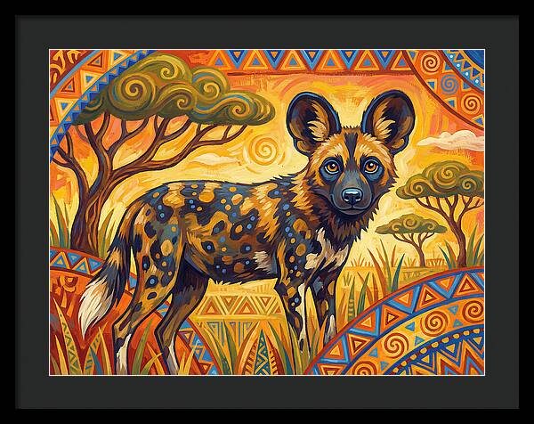 African Wild Dog In Vibrant Landscape