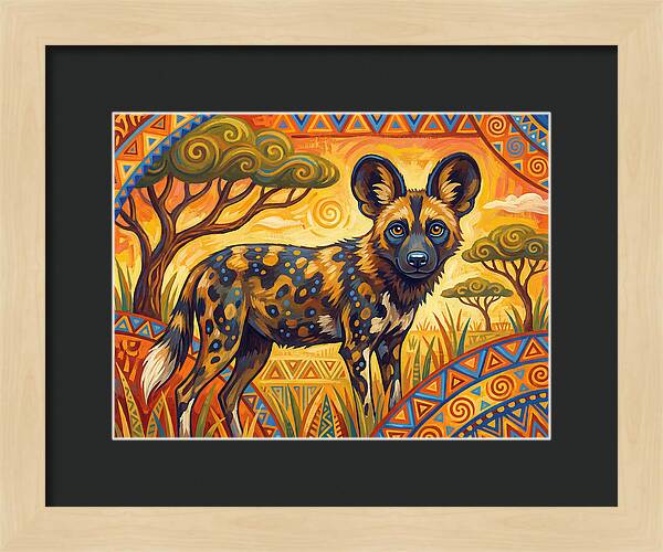 African Wild Dog In Vibrant Landscape