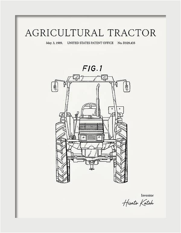 Agricultural Tractor Minimalist Patent Usd329435s
