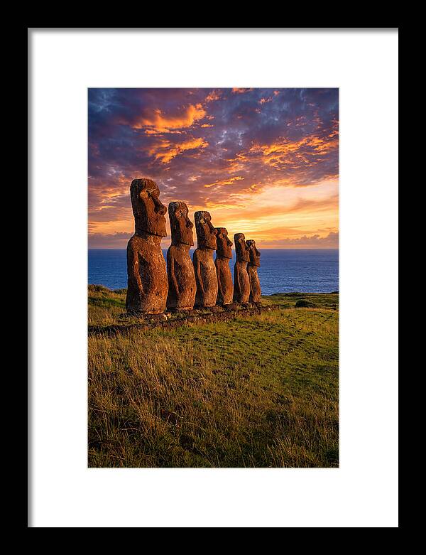 Ahu Akivi Moai At Sunset