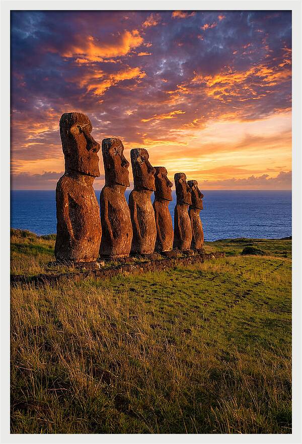 Ahu Akivi Moai At Sunset