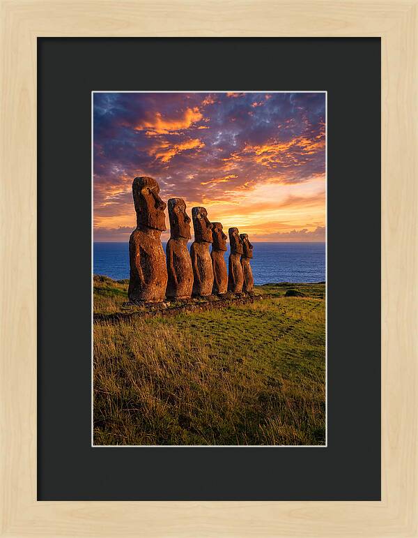 Ahu Akivi Moai At Sunset