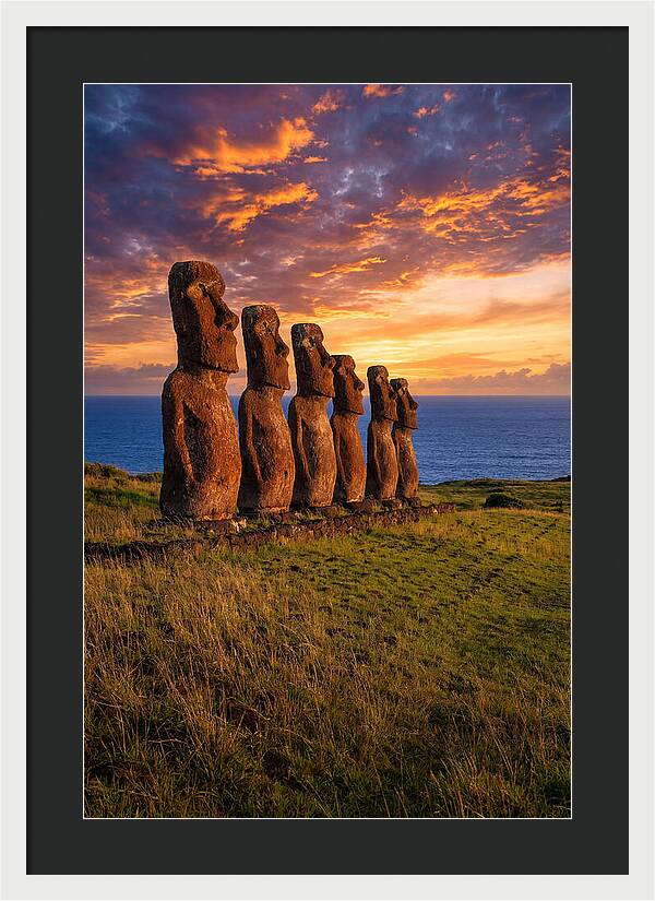 Ahu Akivi Moai At Sunset