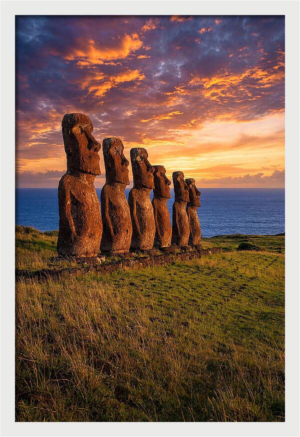 Ahu Akivi Moai At Sunset