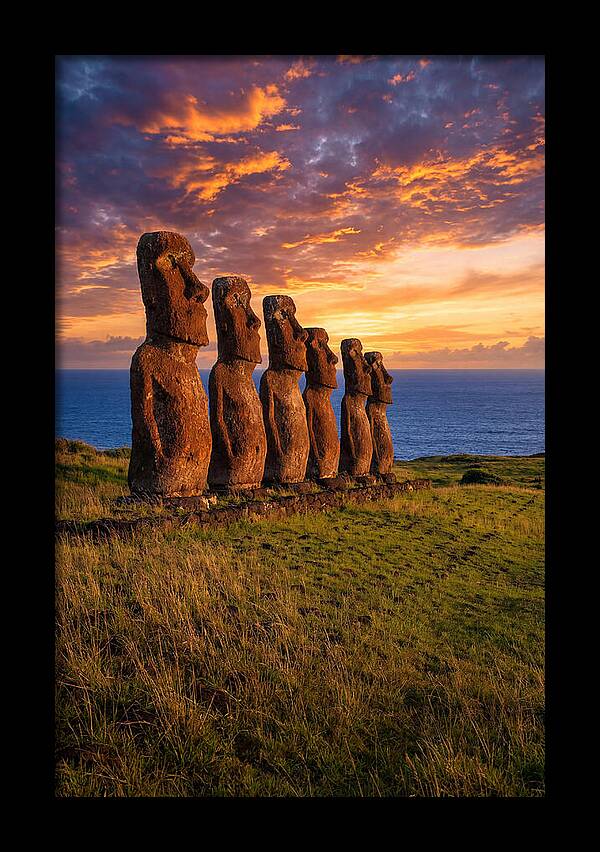 Ahu Akivi Moai At Sunset