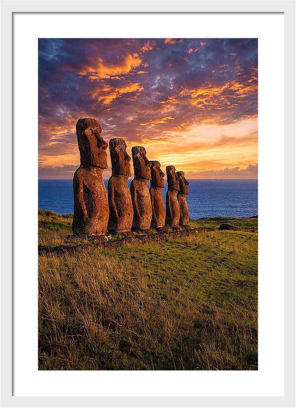 Ahu Akivi Moai At Sunset