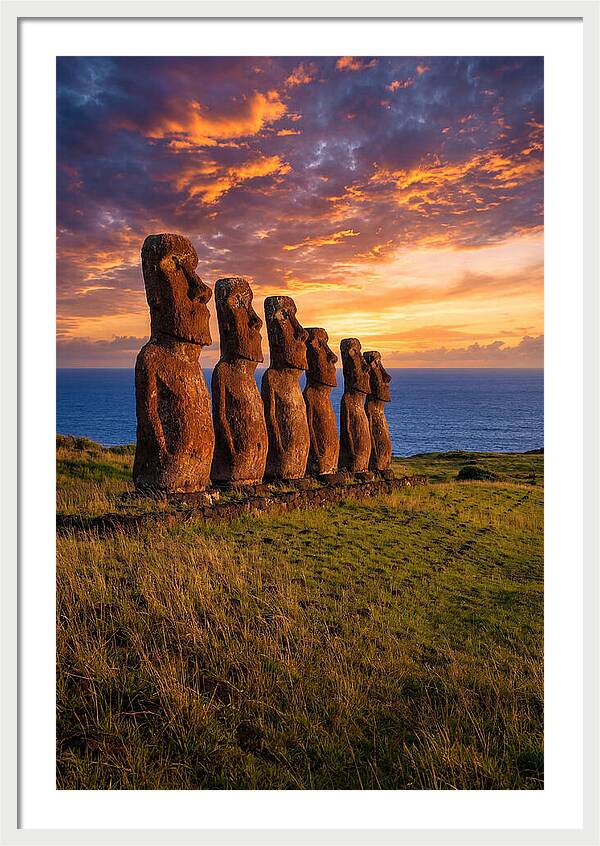 Ahu Akivi Moai At Sunset