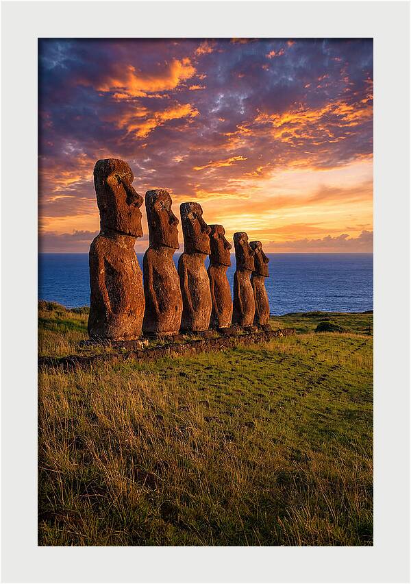 Ahu Akivi Moai At Sunset