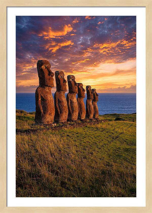 Ahu Akivi Moai At Sunset