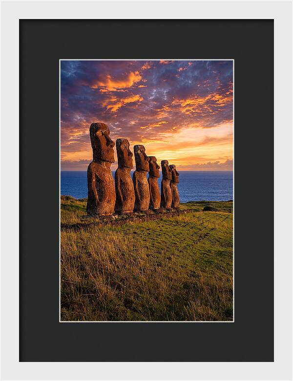 Ahu Akivi Moai At Sunset