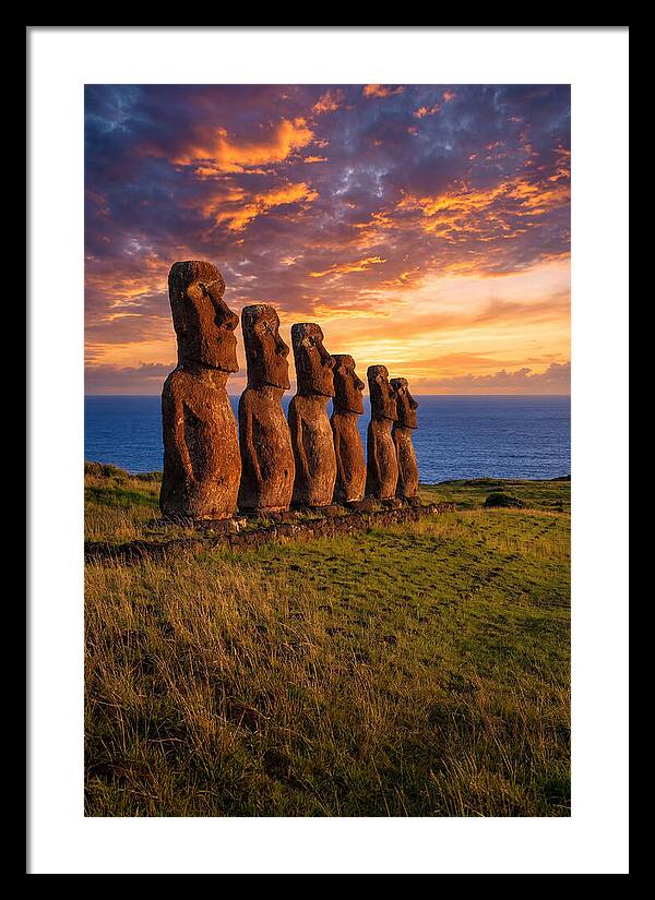 Ahu Akivi Moai At Sunset