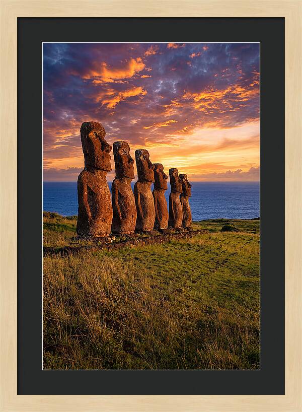 Ahu Akivi Moai At Sunset