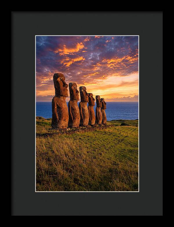 Ahu Akivi Moai At Sunset