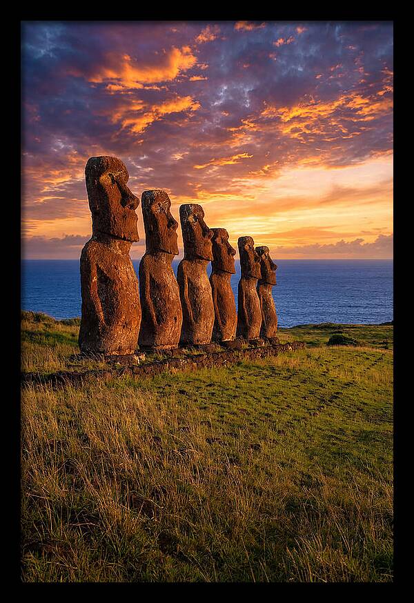 Ahu Akivi Moai At Sunset