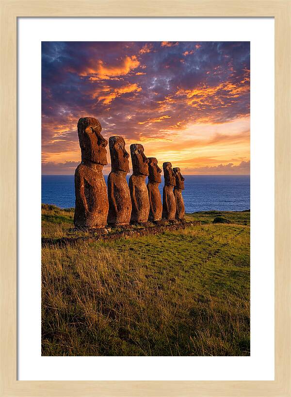 Ahu Akivi Moai At Sunset