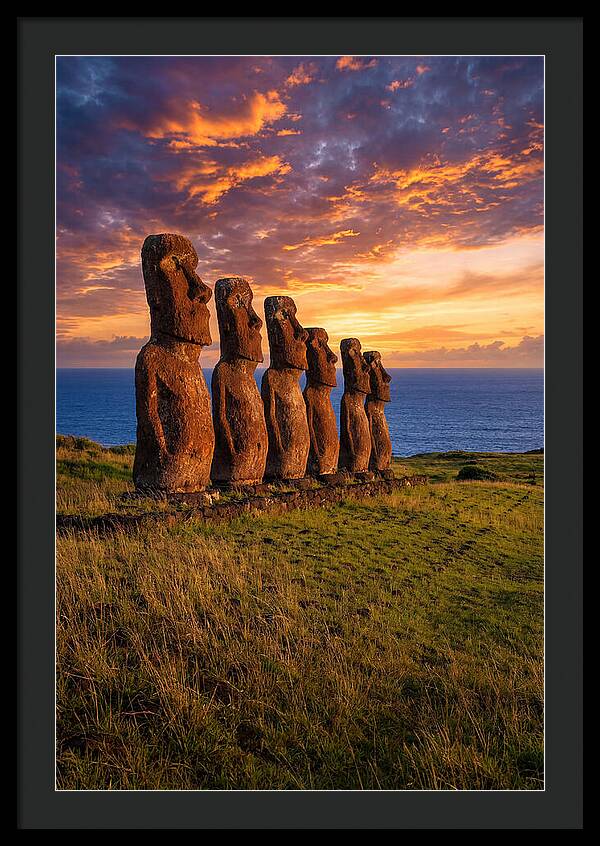 Ahu Akivi Moai At Sunset