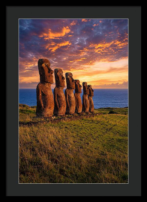 Ahu Akivi Moai At Sunset