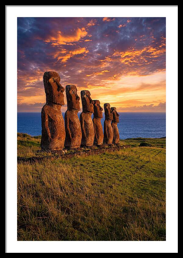 Ahu Akivi Moai At Sunset