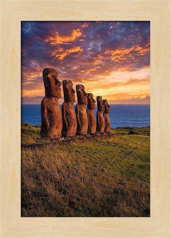 Ahu Akivi Moai At Sunset