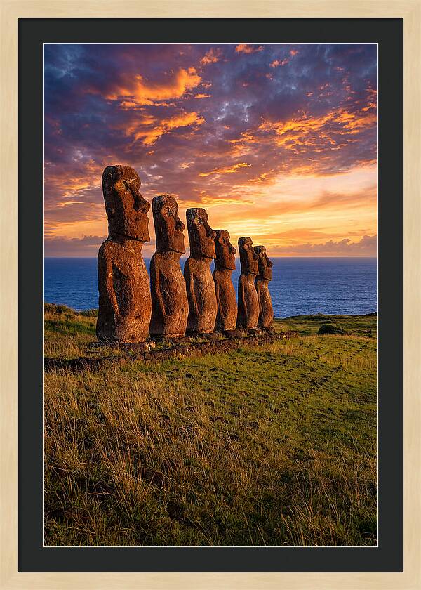 Ahu Akivi Moai At Sunset