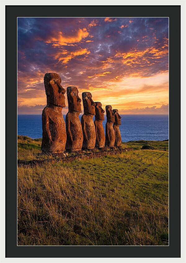 Ahu Akivi Moai At Sunset