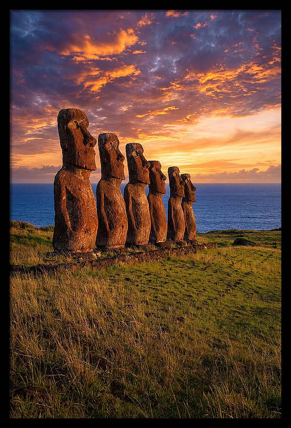 Ahu Akivi Moai At Sunset