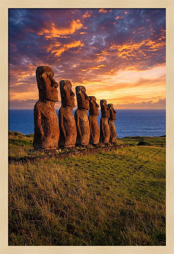 Ahu Akivi Moai At Sunset