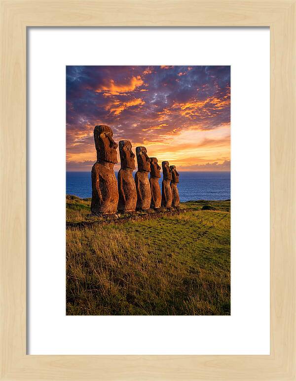 Ahu Akivi Moai At Sunset